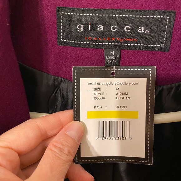 NWT Early 2000s Giacca Wool Peacoat Currant M - Picture 6 of 7